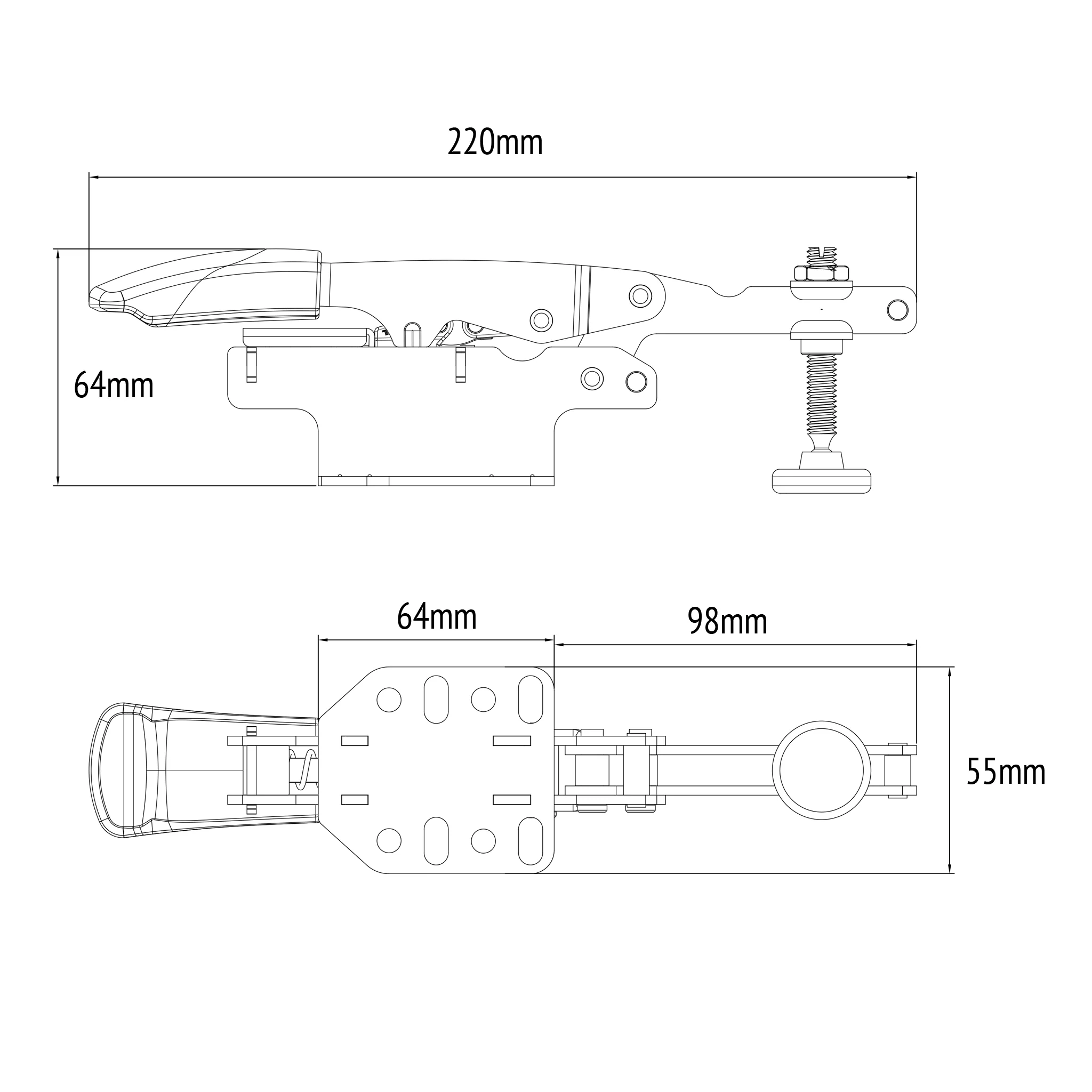 Horizontal Toggle Clamp - 60mm with T Track Plate - Image 9